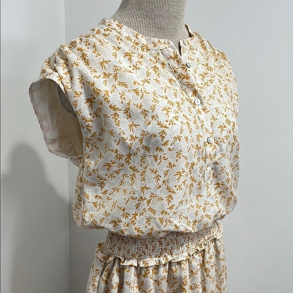 Smocked Mini Dress Women Small Dizty Flower Print Bishop & Young Girly Coquette - Picture 14 of 16